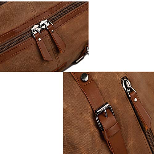BAOSHA-HB-14-Gewachstes-Canvas-Reisetaschen-Grossraeumige-Handtasche-Handgepaeck-Schultertasch-Segeltuch-Herren-Weekender-Sporttasche-Reisetasche-fuer-Reise-am-Wochenend-Urlaub-Braun