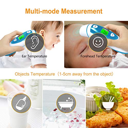 Forehead and Ear Thermometer for Fever, Digital Infrared Temporal Thermometer with Fever Alarm