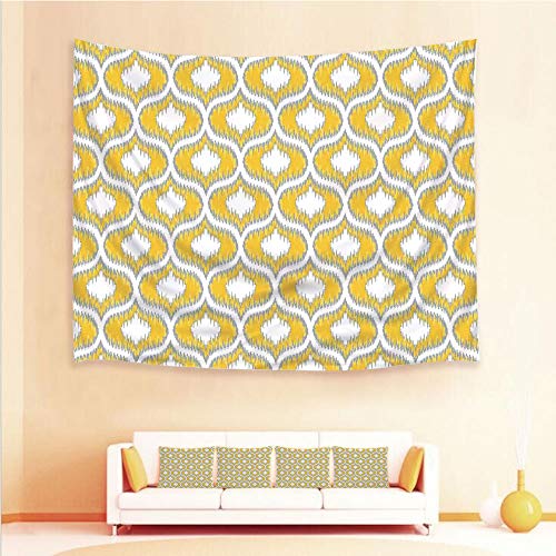 iPrint 1pcs Hanging Tapestry 4pcs Pillow case，Wall Hanging Blanket Beach Towels Picnic Mat Home Decor,tyle Exotic Ethnic Ikat Chain Patterns Retro Cloud,3D Printed Tapestry Bedroom Living Room