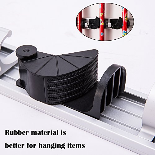 Mop Broom Holder Wall Mount Aluminium Alloy Garage Broom Organizer and Garden Tool Storage Adjustable Towel Hook Rack 5 Position with 6 Hooks Good Life Improvement