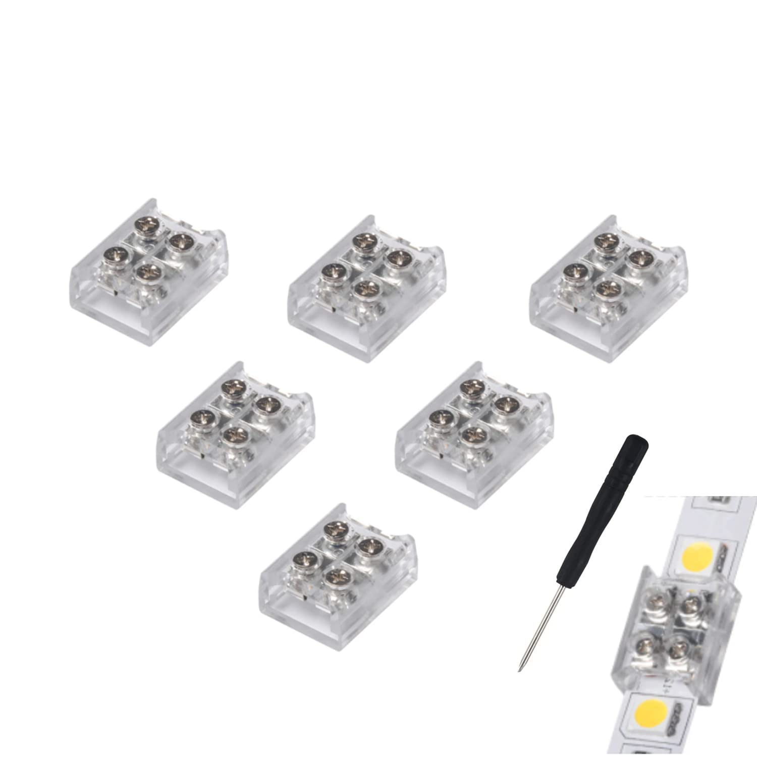 2-Pin LED Connectors Unwired Screw Down Terminal Block Solderless Extension Connection for 8mm strip to strip Single Color LED Strip Lights