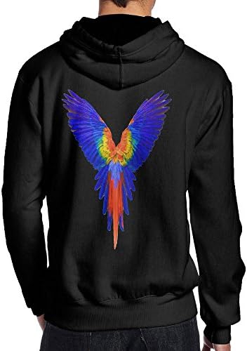 Mens Fashion Pullover Hoodie Flying colorful Blue Parrot Further Wings Hooded Sweatshirts