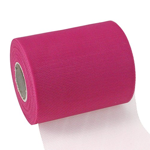C.E. Pattberg VERONA Decoration Ribbon - magenta, 50 m Tulle Band For Wrapping And Decorating, 112 mm Width, Elegant Ribbon For Easter Decorations, Baby Showers, Christmas, Wedding, And Car Decoration