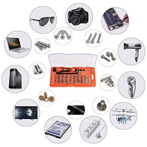 Justech Precision Screwdriver Set 82 in 1 Magnetic Mini Portable with 56 Bits Precision Driver Repair Tool for Portable Box For iPad iPhone Laptops PC Smartphones Watches and Other Devices-Orange - Thumbnail 4