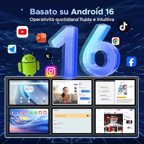 Easerush P11 Tablet 11 Pollici con Tastiera,Penna,Mouse,Tablet Android 16 | 48GB RAM+128GB ROM(2TB TF),90Hz, T7250 Octa-Core 8800mAh,13MP,Gemini AI,Widevine L1,5G WiFi/BT 5.0/Face ID/GPS,Custodia
