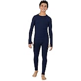 Cuddl Duds Boys Heavyweight Cold Weather Fleece Lined Thermal Set – Long Sleeve Shirt & Leggings – Long Johns for Kids