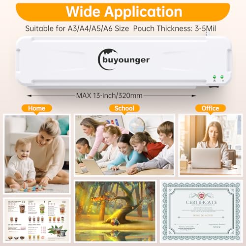 A3 Laminator with Hot and Cold Settings and 30 Pockets A4/A3/A5/A6 Laminating Machine, 5 in 1 Laminating Machine with Paper Cutter and Corner Rounder, Laminator for Office Home School