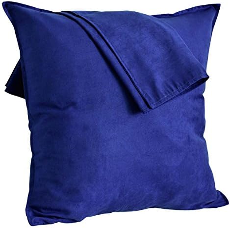 2-Pack Cushion Covers New Design Solid Color Comfortabal Faux Suede Blue Decorative Throw Pillow Covers 18 x 18 inches Pillowcases for Sofa, Couch, Living Room, Bedroom, Car, Office Decor
