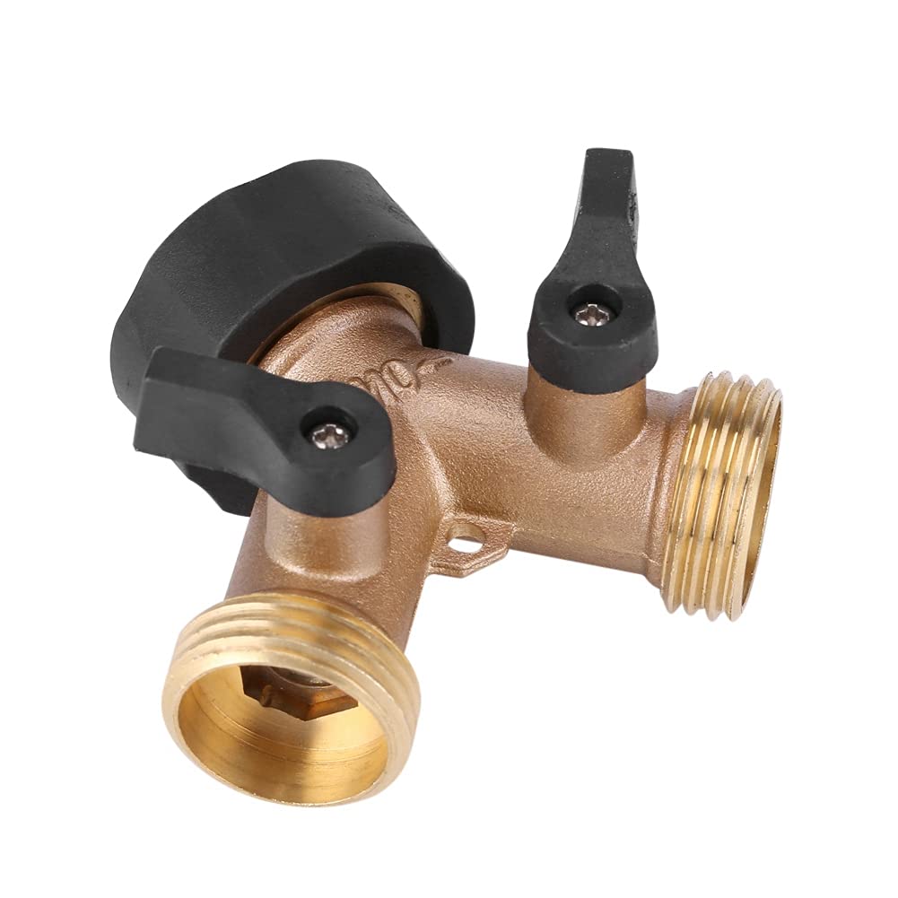 VBESTLIFE Garden Hose Adapter, 2 Way Y Value Hose Connector 3/4 Inch Splitter Heavy Duty Brass Material for Backyard Garden Farm Irrigation(European thread)