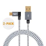 CableCreation [2-PACK] 3Feet Left Angle Micro USB 2.0 Braided Cable, 90 Degree Vertical Left USB 2.0 A Male to Micro USB Male with Aluminium Case,1Meter, Space Gray