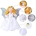 OurWarm Christmas Tree Topper Angel Xmas Tree Topper Unique Design 7 Inch Christmas Trees Ornament Shiny Angel White Dress Holiday Decoration