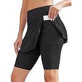 WOWENY Women's Swim Skirts Swimsuit High Waist Swimming Skorts with Shorts Bikini Bottoms with Pocket Bathing Suit Bottoms