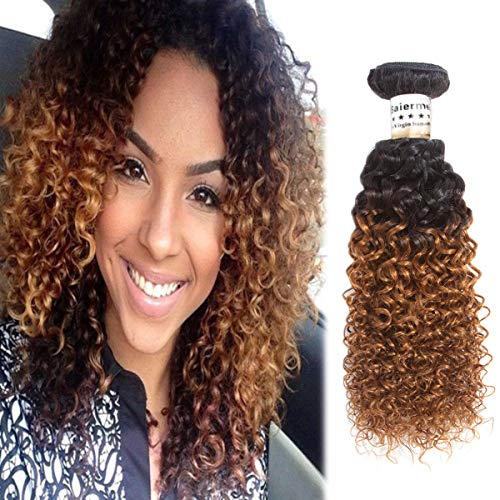Baiermei 8a Jerry Curl Human Hair Bundles Ombre Brown Kinky Curly