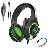 Cosmic Byte GS420 Headphones with Mic, RGB LED lights and Audio Splitter for PS4, Xbox One, Laptop, PC, iPhone and Android Phones (Black/Green)
