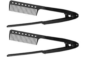 V Shaped Hair Straightening Comb, 2 Pieces Heat-resistant V Hair Styling Comb For Flat Iron, Hairdressing Grooming Brush Supp