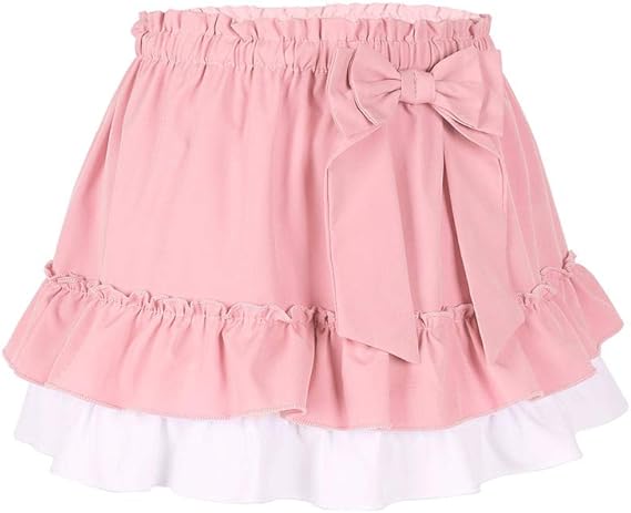Amazon Co Jp 女性の服装レディースエラスティックファンシースカートボウショートスカートフリルフリル裾コスプレ 服 ファッション小物