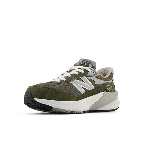 New Balance FuelCell 990 V6 Lace-up Sneaker, Olive/Grey, 11 US Unisex Little Kid