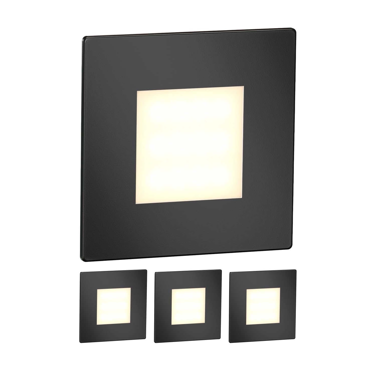 ledscom.de 4 LED Stair Light/recessed wall Light FEX for Indoors and Outdoors, Angular, Black, 85 x 85mm, Warm White