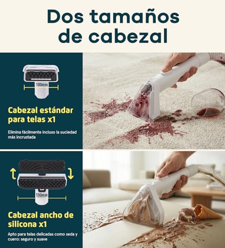 PEXCHO Limpiador de Tapicerias 18kPa Aspiradora de Agua Tapiceria 650W Maquina Limpia Tapicerias para Sofas Alfombras Coche Colchones y Mascotas con Autolimpieza,Depositos Extraibles,Tubos flexibles