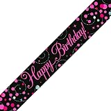 OakTree 9ft Banner Sparkling Fizz Happy Birthday Black Gold Holographic view 2