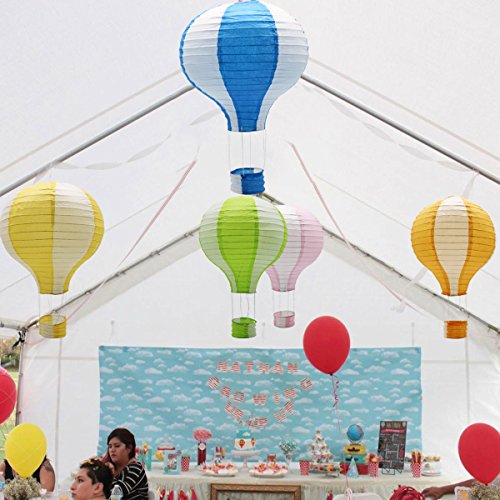 Hanging Hot Air Balloon Paper Lanterns Set Party Decoration Birthday Wedding Christmas Party Decor Gift, 12 inch, Pack of 5 Pieces (Mix Design and Color)