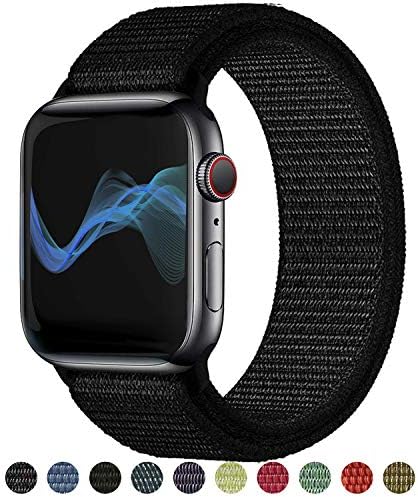 Suwikeke Compatible with Apple Watch Band 38mm 40mm 42mm 44mm,Lightweight Breathable Nylon Sport Loop Replacement Strap Compatible with iWatch Series 4/3/2/1