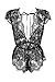 Anyou Womens Lingerie V-Neck Lace Bodysuit Mini Babydoll Featuring Plunging Eyelash Size XS-XXL