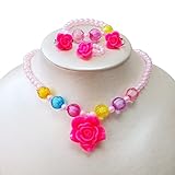 Kids Girls Necklace Bracelet Ring Earrings Four Cute Jewelry Set Fashion Party Favor