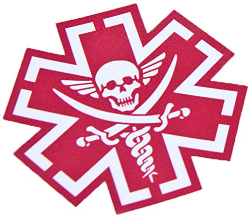 TacMed EMT - Pirate SKULL - Heavy Duty Vinyl Decal - RED