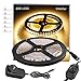 Ustellar Dimmable 600 LED Light Strip Kit with Power Supply, SMD 2835 LEDs, Super Bright 16.4ft/5m 12V LED Ribbon, Non-Waterproof, 3000K Warm White Lighting Strips, LED Tape