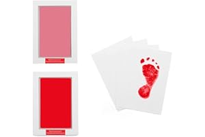 LelonHo 2 Pack Large Inkless Hand and Footprint Kit Clean Touch Ink Pad for Baby Pet Paw Print Kit(1 Pink and 1 Red Ink Pads,4 Imprint Cards)