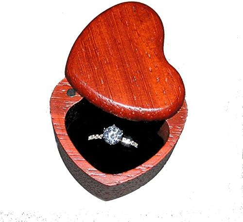 Padauk Wood Ring box | Heart Shaped | Magnetic Hinge and Latch