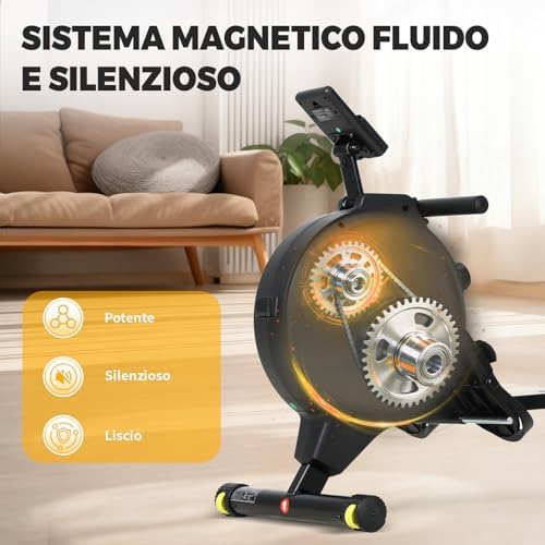 Vogatore per Casa con 16 Livelli di Resistenza, Vogatore Magnetico con Schermo LCD Supporto per Smartphone, NV-1791