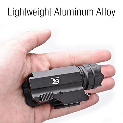 MCCC 230 Lumens LED Rail Mount Tactical Gun Flashlight Pistol Light with Strobe&Weaver Quick Release for Hunting, Black - Thumbnail 5