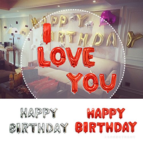 Mochiglory I LOVE YOU/ Happy Birthday Aluminum Foil Membrane Balloon Party Wall Decoration - Thumbnail 5