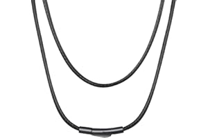 ChainsHouse Waterproof Braided Black Leather Necklace Cord with Clasp, Men Women DIY Rope Chain for Pendant, Customize Available, 1.5/2/3mm Width, 16/18/20/22/24/26/28/30" Length (with Gift Box)