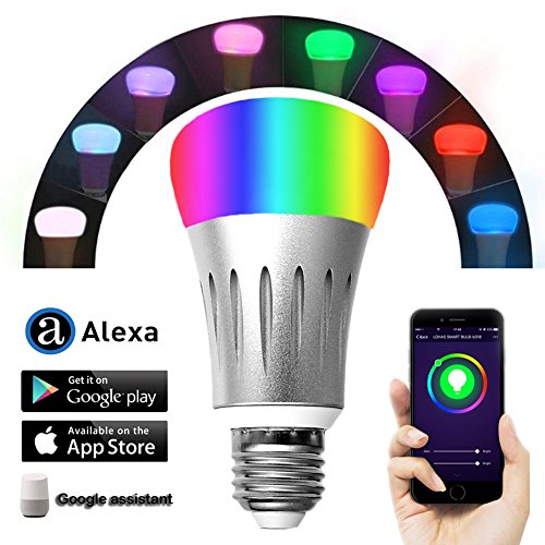 Click Here to See More Images Smart LED Light Bulb,Compatible with Alexa, Color & Brightness Changing, 7 Watts (70Watts Equivalent)