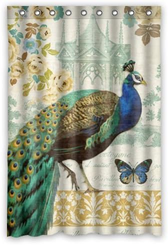 48"x72" Inches Retro Design Painting Elegance Peacock Shower Curtain,Shower Rings Included Best Choice For Bathroom