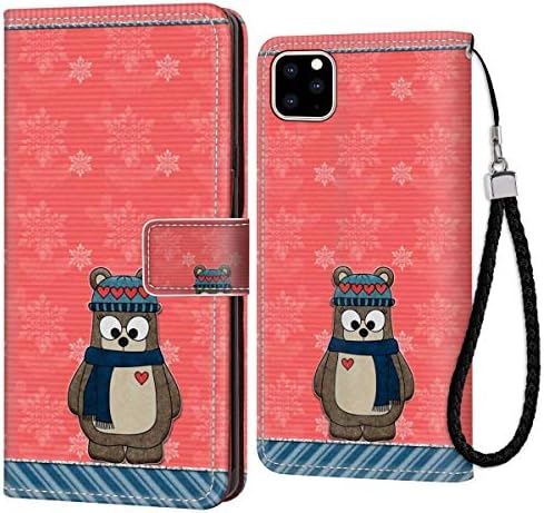 Big Eye Bear Leather Wallet Case for Apple iPhone 11 Pro Max [6.5-Inch] Faux Leather