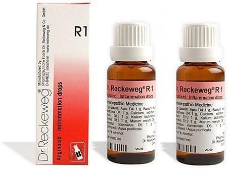 2 LOT X Dr. Reckeweg Homeopathic Medicine R1 Inflammation Drops New Best