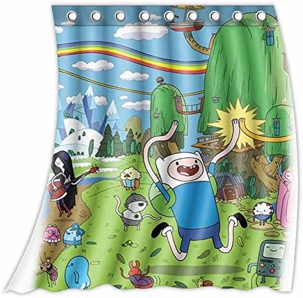 Custom Finn and Jake Adventure Time Kids Pattern Curtain Polyester Fabric Window Curtain Size 52wx63h (One Piece)