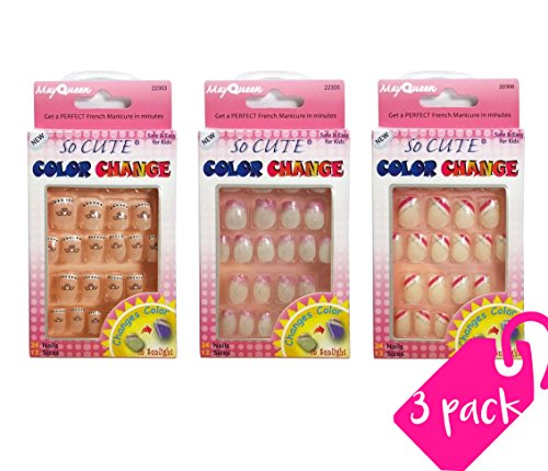 Beautia 3PACK So Cute Junior Color Changing Sticker Nail for Kids 22303/22305/22306