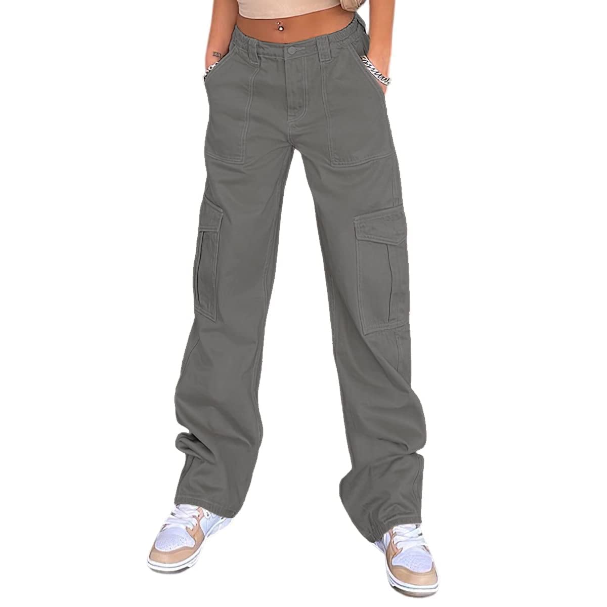 QYANGG High Waist Cargo Pants Women Stretch Baggy
