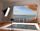Sunset Yacht Deck Background - Luxury Cruise Ship Deck at Sunset Yacht Deck Coast in the distance - Photography Backdrop 7X5FT Photo Background - Great for Photo Studio, Booth, Party, Selfie,Baby