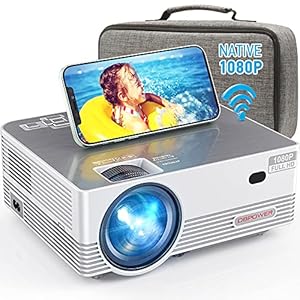 Native 1080P WiFi Bluetooth Projector, DBPOWER 9500L Full HD Outdoor Movie Projector Support iOS/Android Sync Screen…