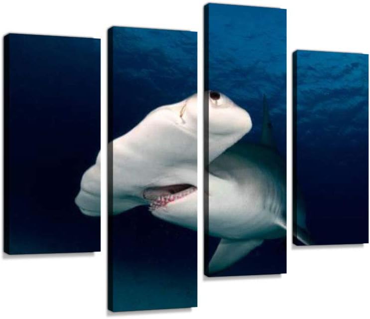 Hammerhead at Dusk Canvas Wall Art Hanging Paintings Modern Artwork Abstract Picture Prints Home Decoration Gift Unique Designed Framed 4 Panel