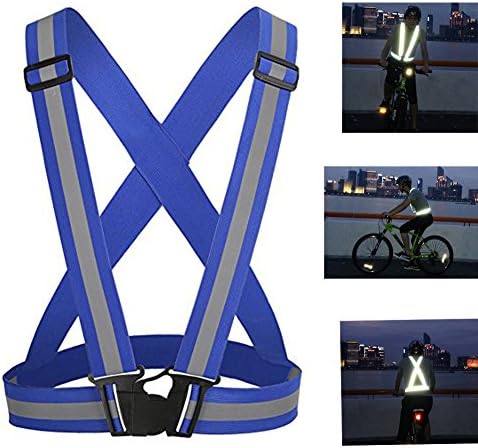 Adjustable Reflective Vest Safety Vest Elastic for Running, Jogging, Walking, Cycling Fits over Outdoor Clothes from Zaptex (Blue)