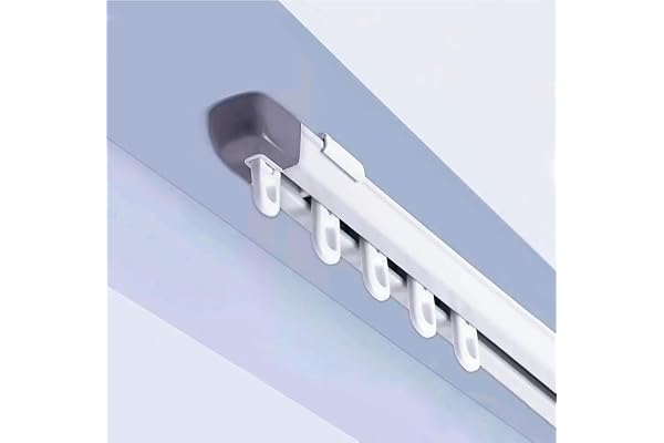 TIPIACE Ceiling mounting Telescopic Curtain Tracks (White -L 130-240 cm) | Precise Measurement-Free Adjustable Curtain Rail,