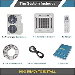 Quad 4 Zone Ductless Mini Split Ceiling Cassette