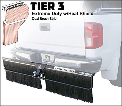 Towtector Tier 3 Mud Flap 29620-T3HS Extreme Duty Dual Brush Strip with Heat Shield - 96" Wide 20" Tall for 2" Hitch Receiver (Wall Mount Bracket NOT Included)